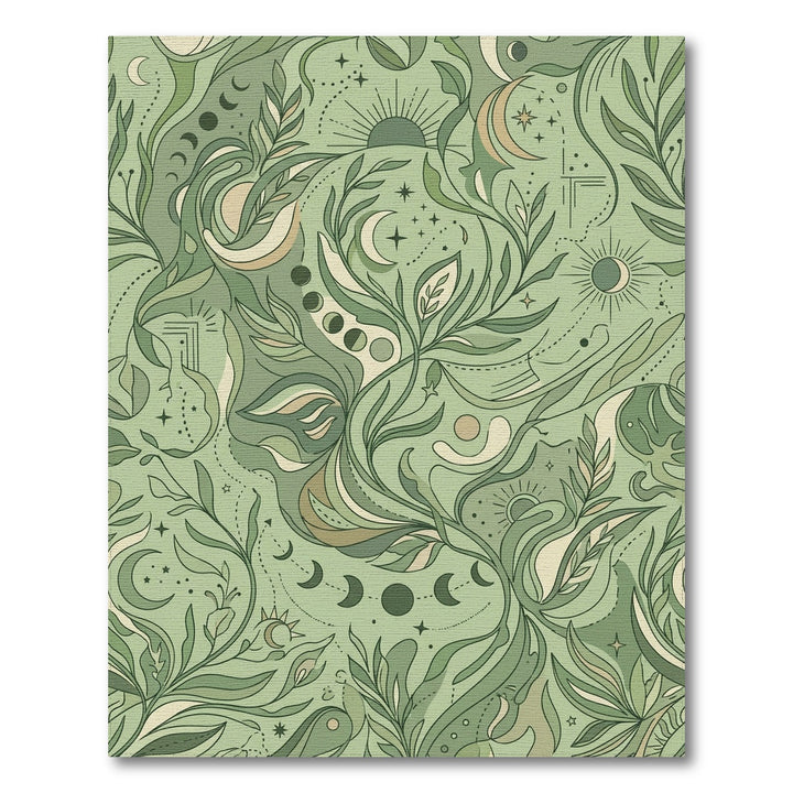 Green Celestial Botanical Swirl Rug