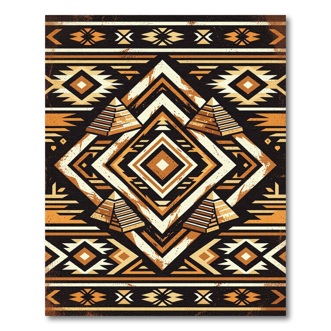Golden Mayan Pyramid Geometric Rug