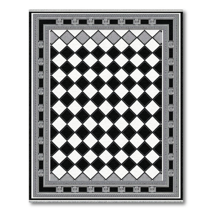 Black White Diamond Checkered Area Rug