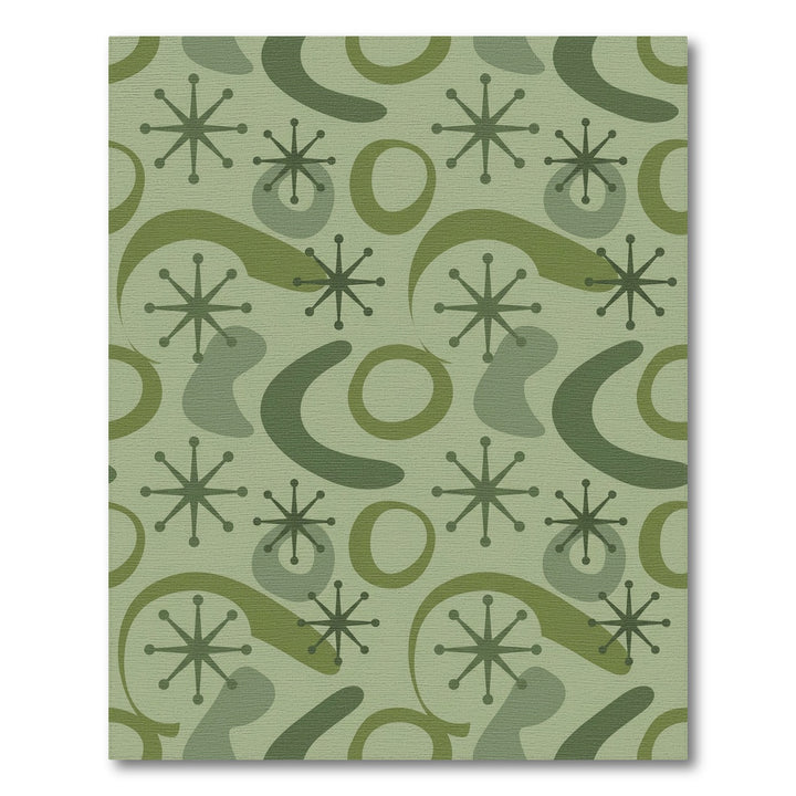 Mid Century Olive Starburst Shapes Rug
