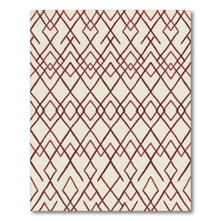 Geometric Crimson Diamond Repeat Rug