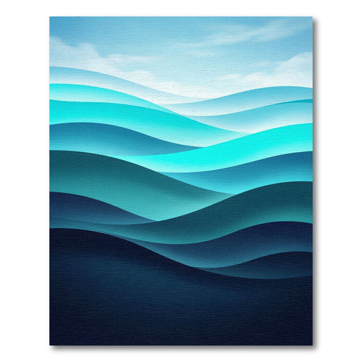 Ocean Wave Layers Teal Blue Rug