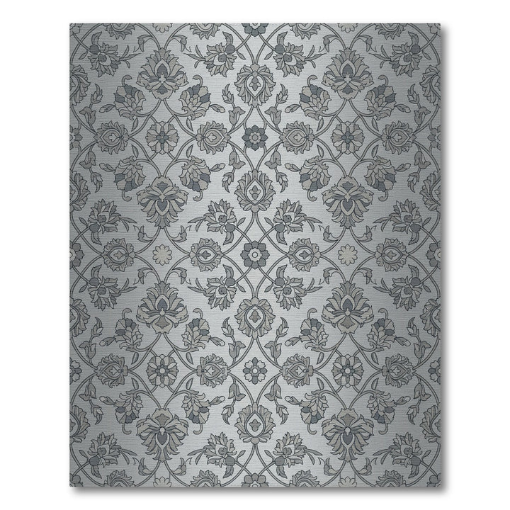 Silver Gray Vintage Floral Damask Rug