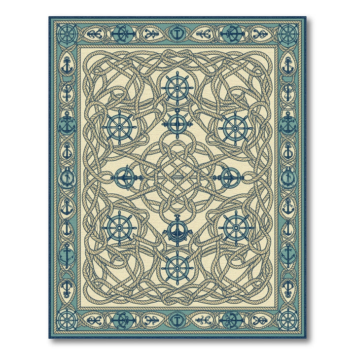 Nautical Rope Knot Blue Teal Area Rug