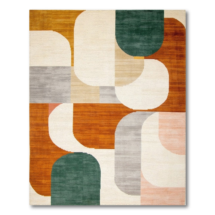 Geometric Abstract Area Rug in Earth Tones