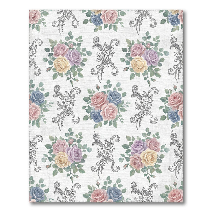 Pastel Rose Garland Medallion Arrangement Rug