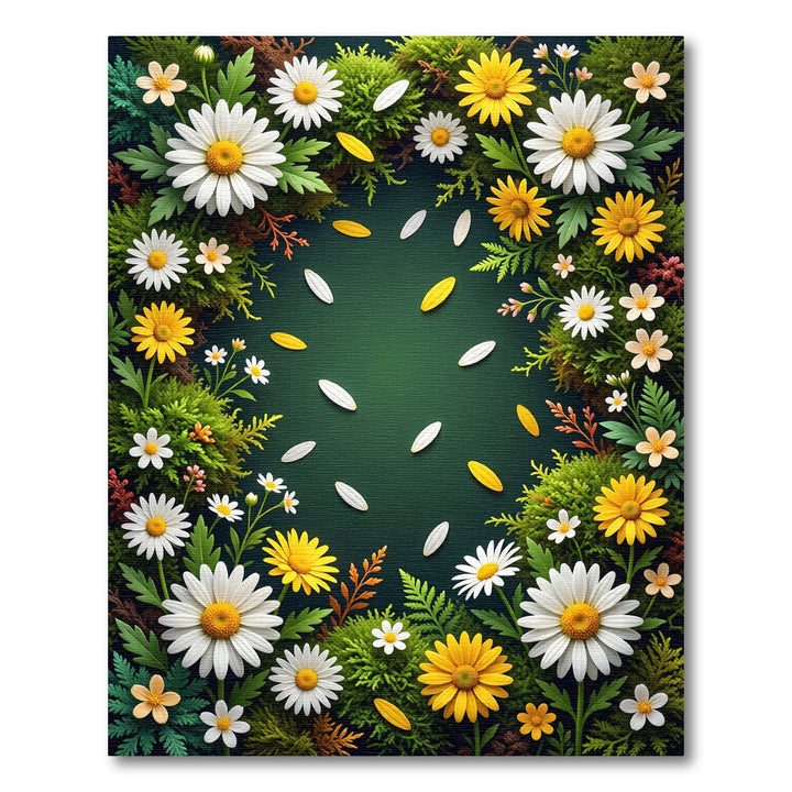 Floral Daisy Garden Green Backdrop Rug