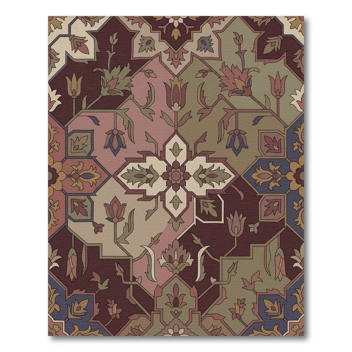 Deep Rose Floral Medallion Harmony Rug
