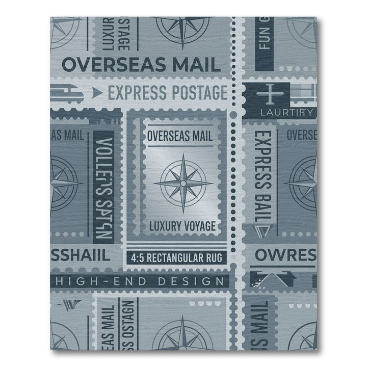 Monochromatic Nautical Stamp Compass Rug