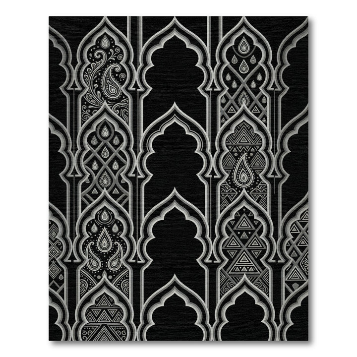Silver Arches Paisley Geometric Lattice Rug