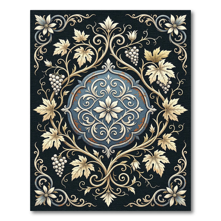 Elegant Gold Vine Grape Rug