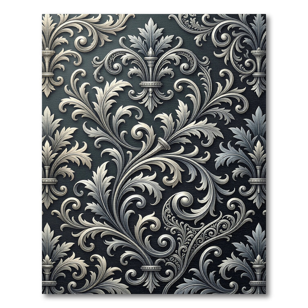 Ornate Silver Flourish Wall Hanging Rug