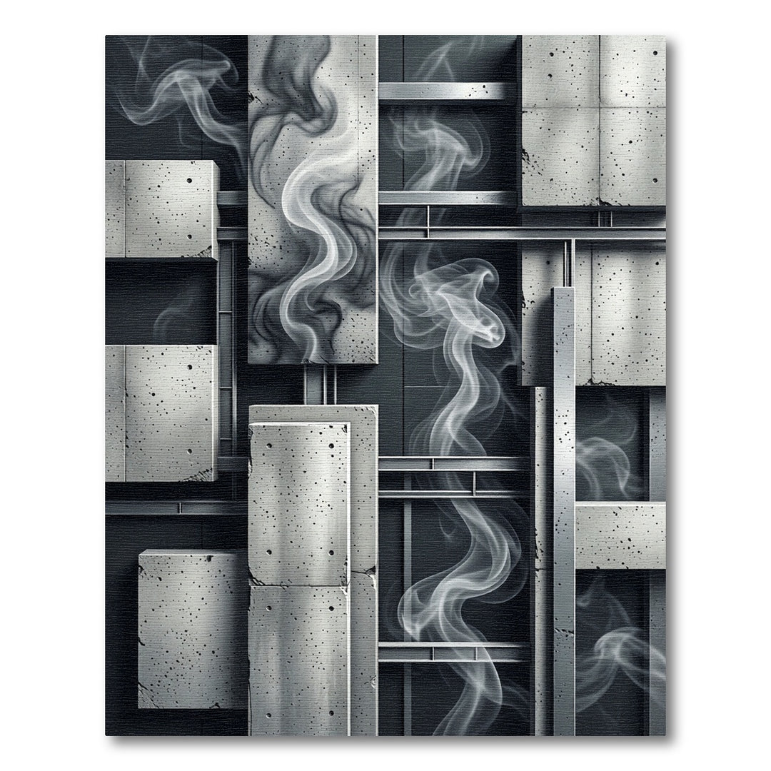 Monochromatic Concrete Smoke Swirl Rug