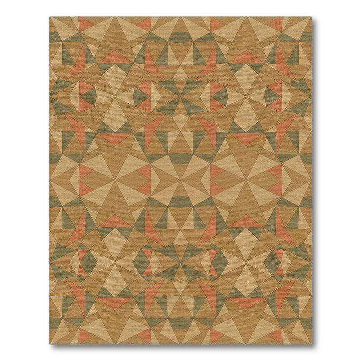 Geometric Earth Tone Interlocking Shapes Rug