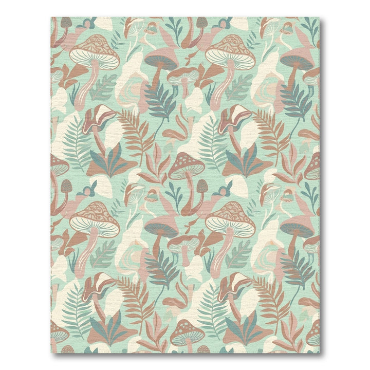 Earthy Mushroom Garden Patchwork Rug