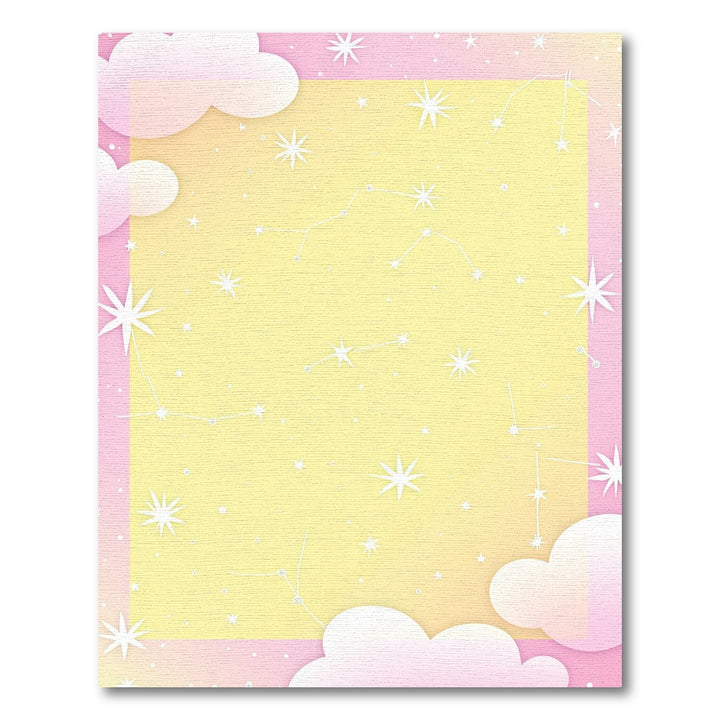Pastel Pink Yellow Sky Constellation Clouds Rug