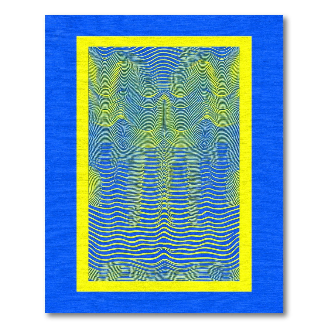 Blue Yellow Wavy Wave Area Rug