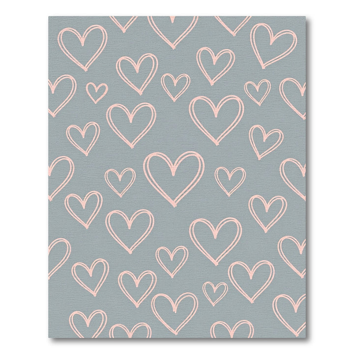 Pink Heart Scatter on Gray Background Rug