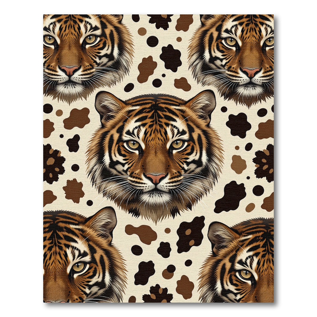 Fierce Tiger Face Spot Collage Rug