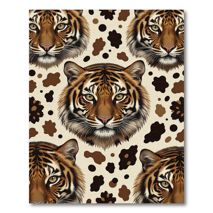 Fierce Tiger Face Spot Collage Rug