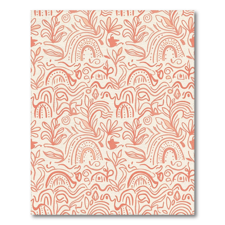 Coral Abstract Floral Rainbow Swirls Rug