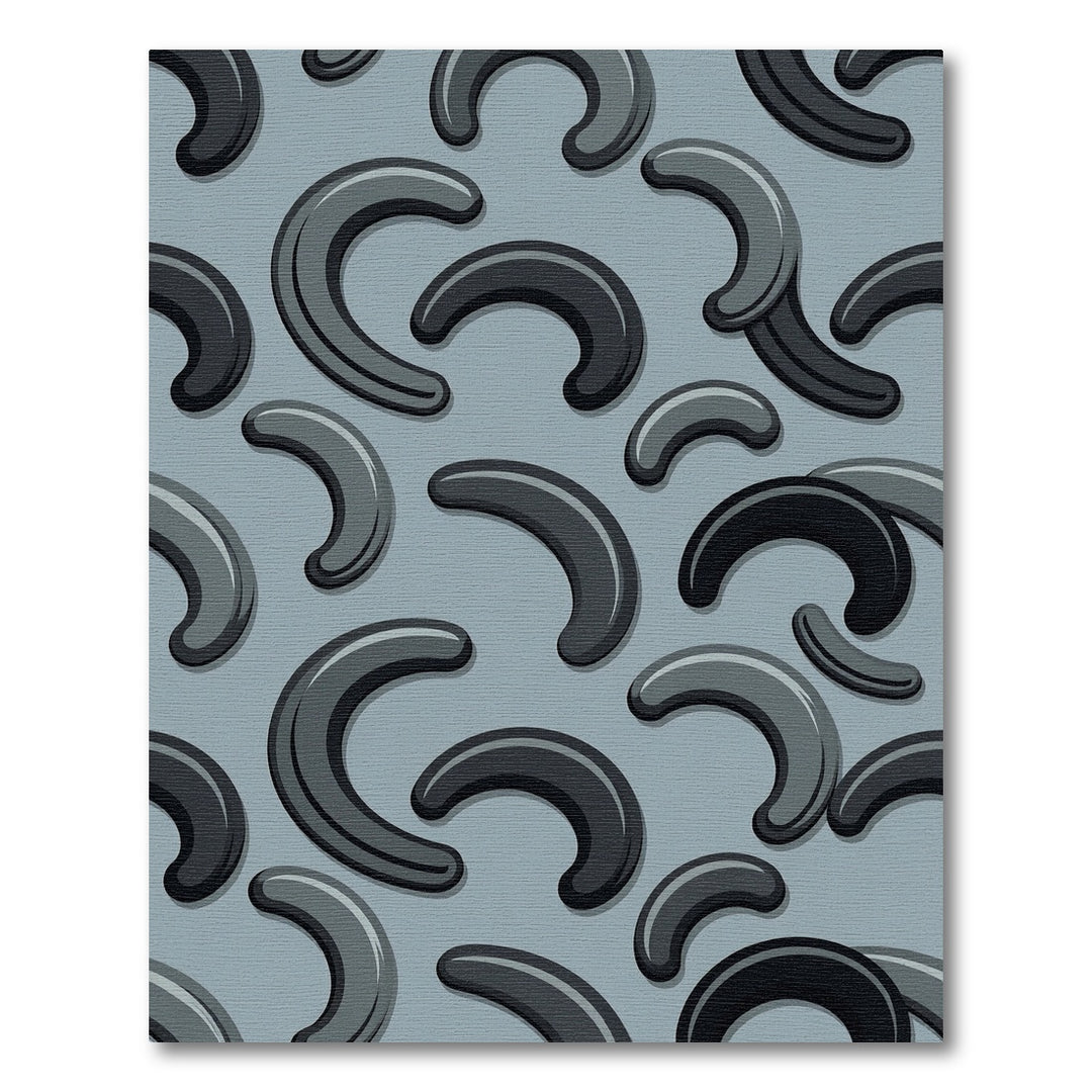 Dark Gray Crescent Overlapping Shapes Rug