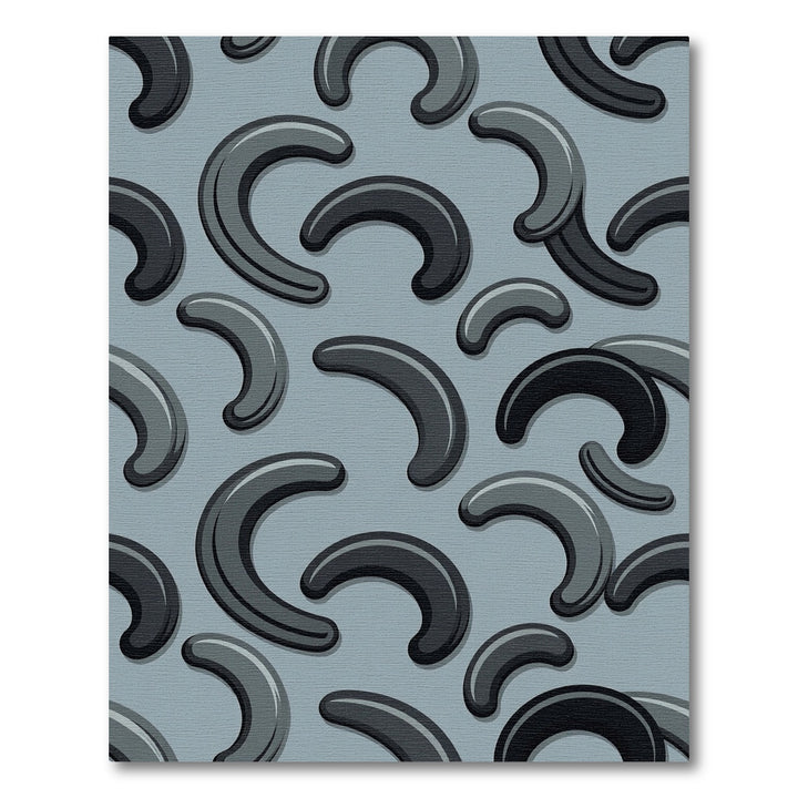 Dark Gray Crescent Overlapping Shapes Rug