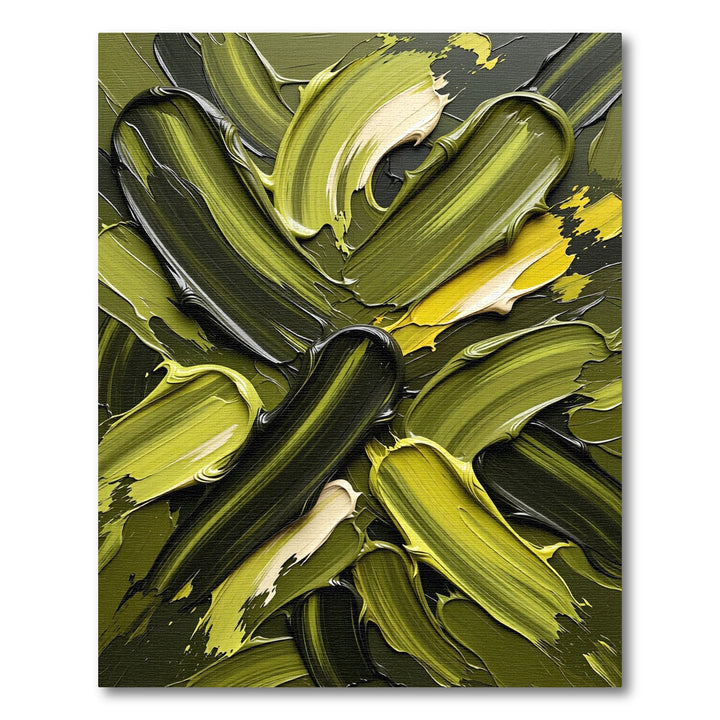 Abstract Olive Green Paint Swirl Rug