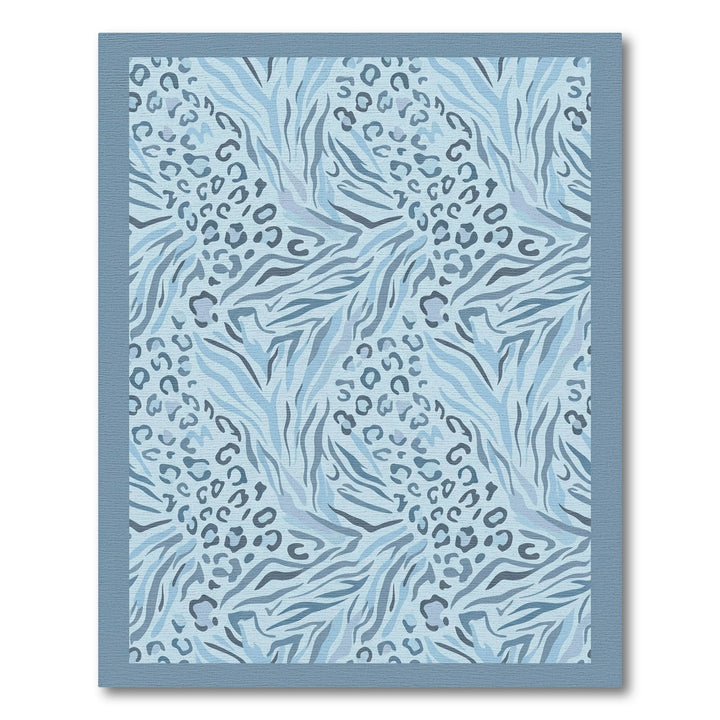 Serene Blue Mixed Animal Print Rug