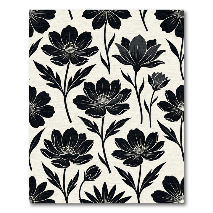 Black Anemone Floral Botanical Rug