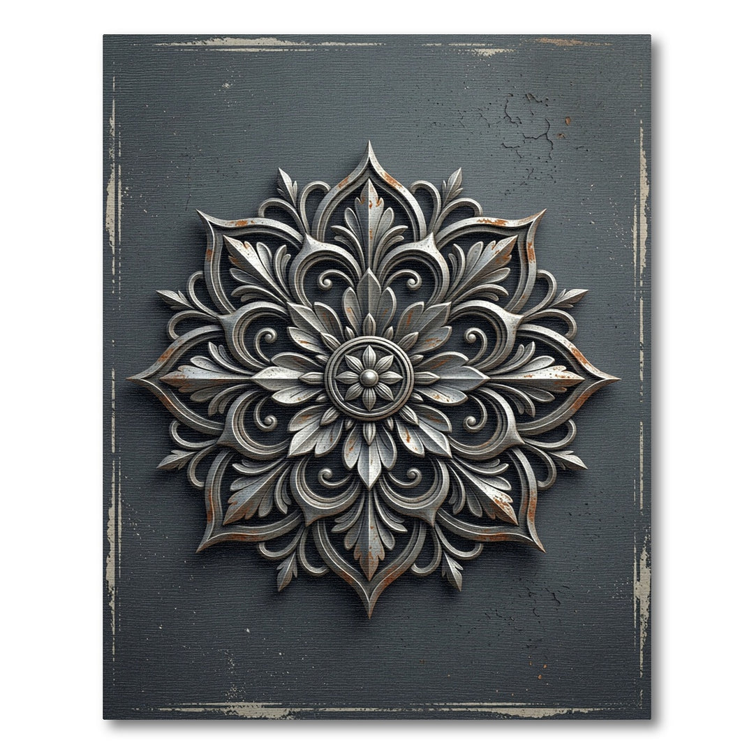 Intricate Metal Floral Ornament Rug