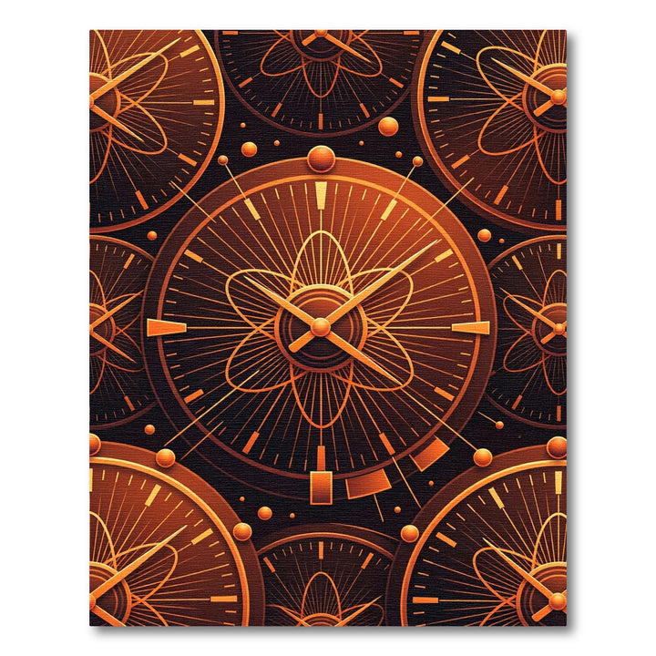 Amber Atomic Time Circular Rug