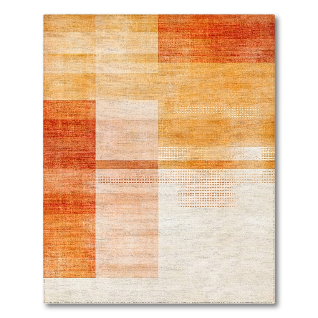Warm Orange Geometric Area Rug