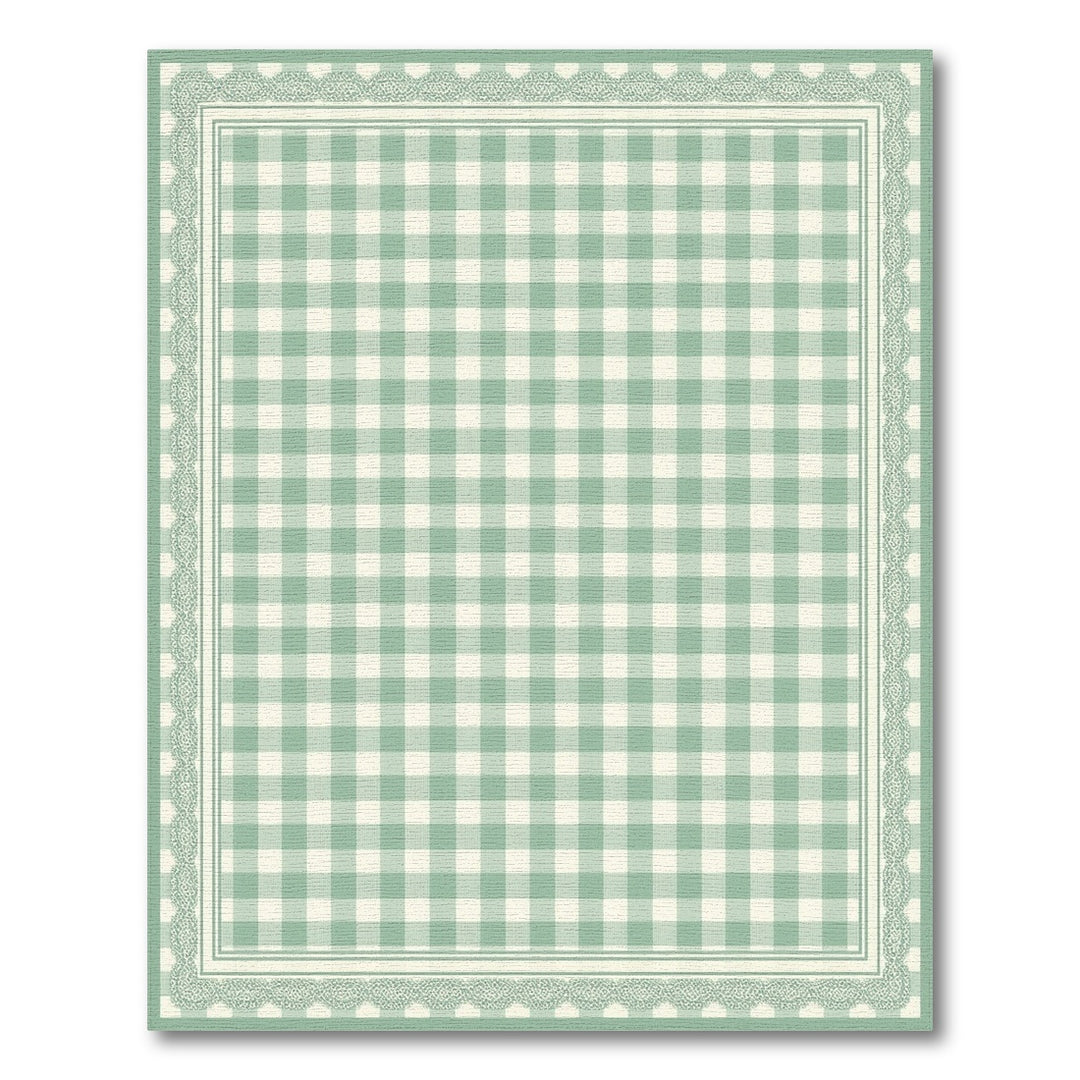 Sage Green Gingham Checkered Area Rug