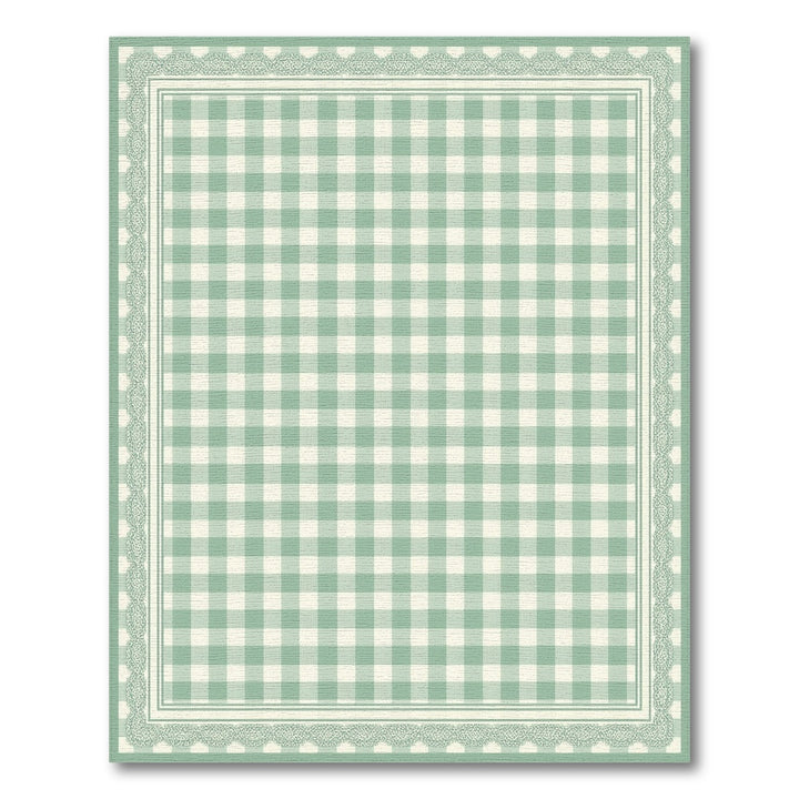 Sage Green Gingham Checkered Area Rug