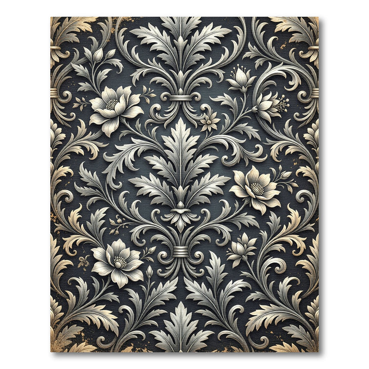 Art Nouveau Silver Floral Ornament Rug