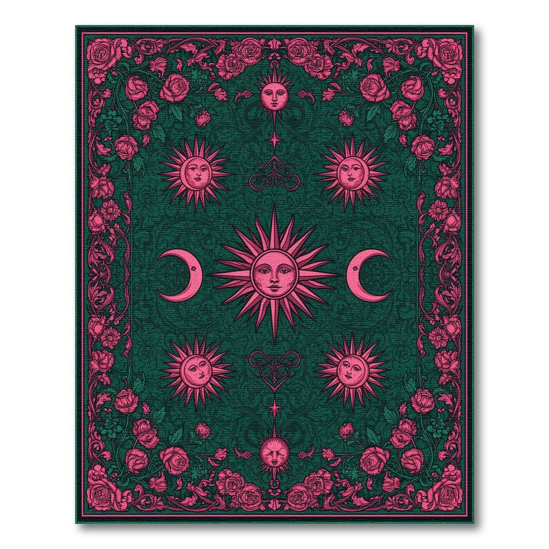 Pink Celestial Rose Vintage Area Rug