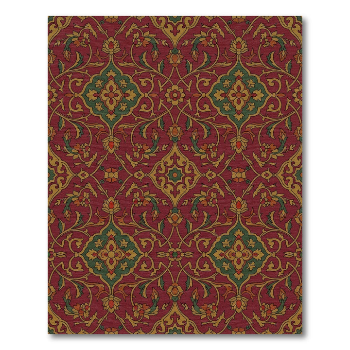 Ornate Crimson Emerald Floral Lattice Rug