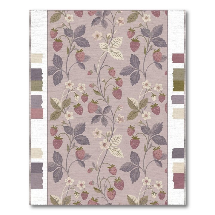 Dusty Rose Strawberry Vine Flourish Rug