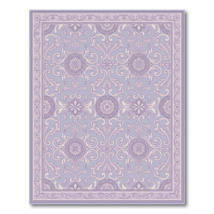 Pale Lavender Baroque Scroll Medallion Rug