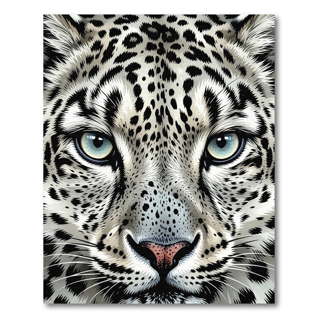 White Snow Leopard Face Rug