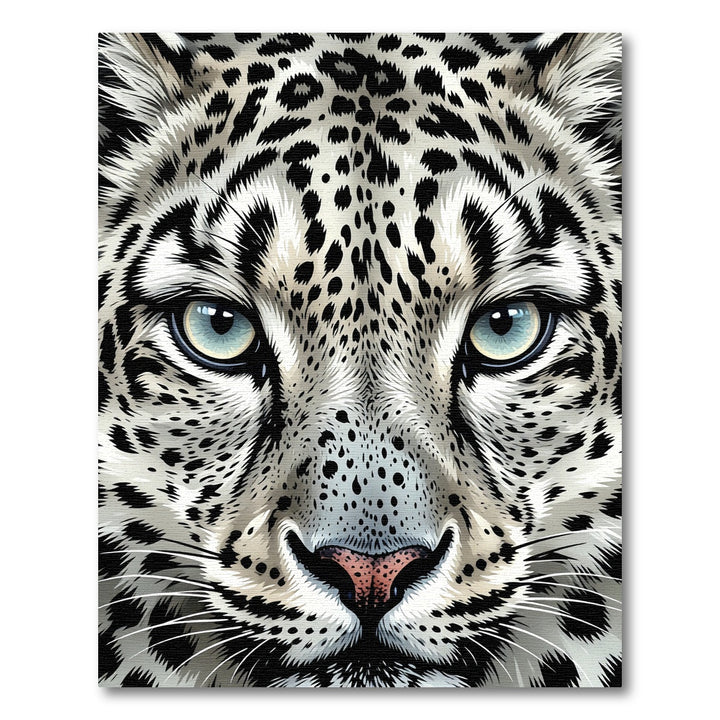 White Snow Leopard Face Rug