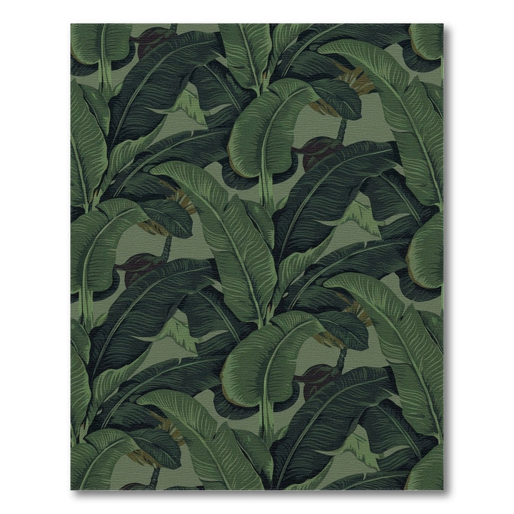 Deep Forest Green Tropical Banana Leaves Rug