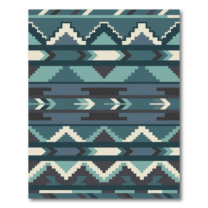 Abstract Teal Mountain Arrow Stripes Rug