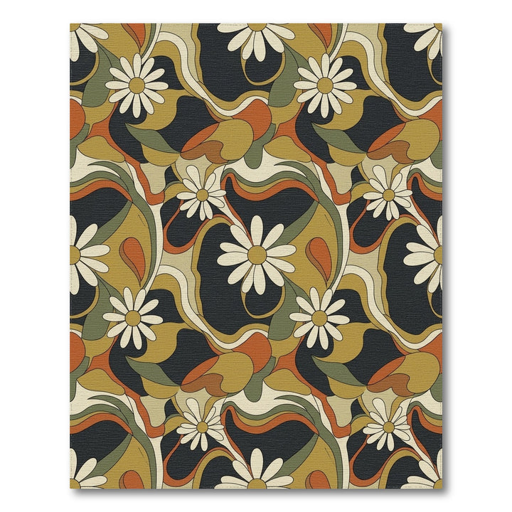 Retro Daisy Swirl Abstract Rug