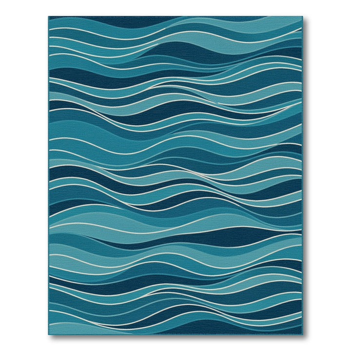 Teal Wave Blue Coastal Area Rug