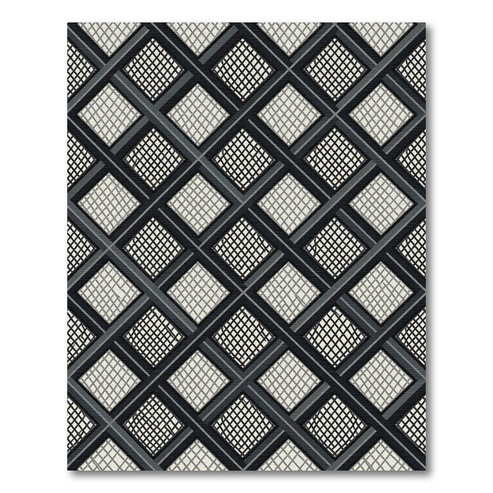 Dark Charcoal Gray Intersecting Diamond Rug