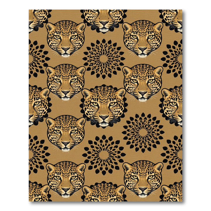 Golden Leopard Floral Medallion Rug