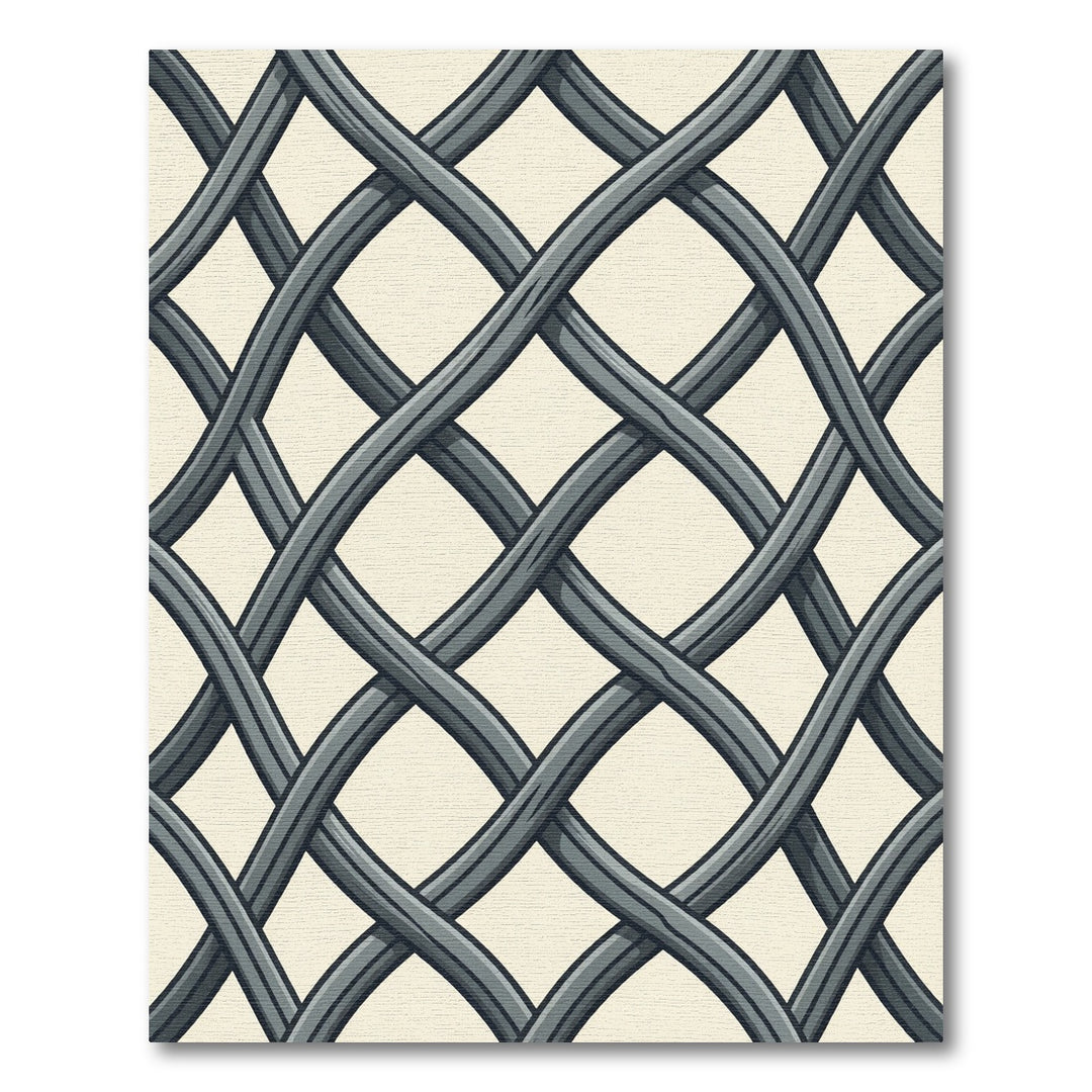 Interlaced Charcoal Lattice Contemporary Rug