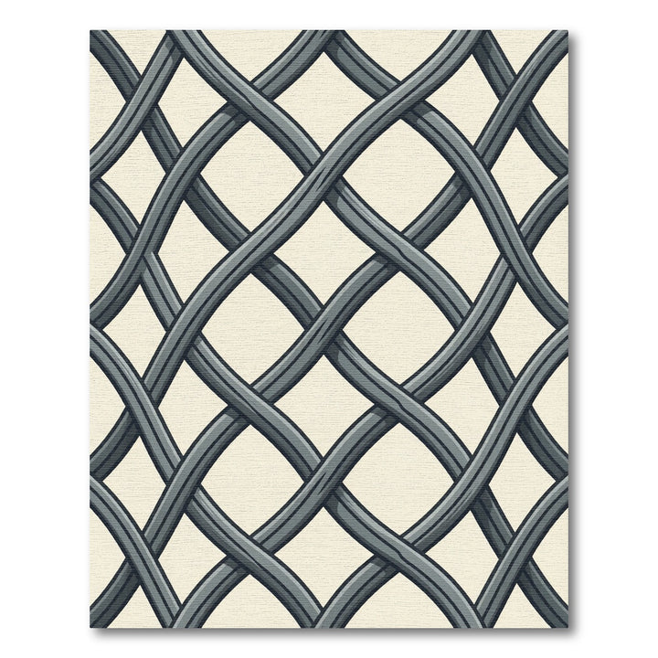 Interlaced Charcoal Lattice Contemporary Rug